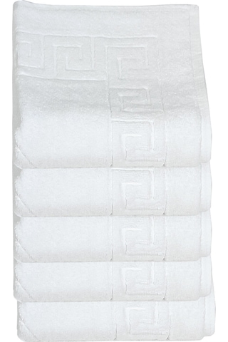 5 Li Otel Ayak Havlusu Bukle Ayak İzli 50x70 Cm Beyaz 16/2 Avs 250 Gr Beyaz