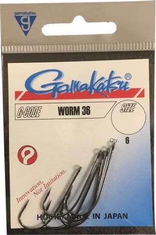 GAMAKATSU Worm 36 Siyah No:6 Olta İğnesi 1/6