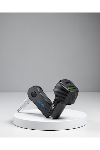 Bluetooth Aux Çevirici Ve Pd Destekli Araç Şarj Cihazı 2'li Set