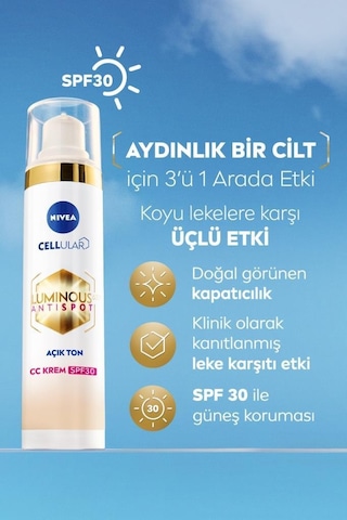 Nivea Luminous630 Koyu Leke Karşıtı CC Yüz Kremi SPF30 40 ML
