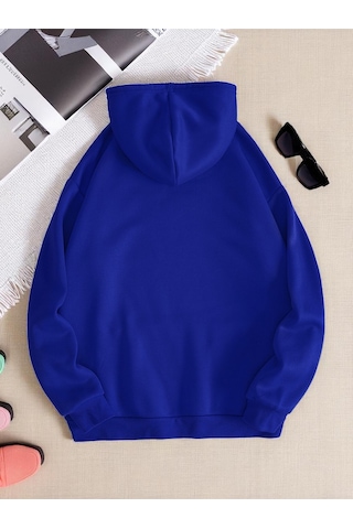 Uyguntarz Unisex Thousand Baskılı Oversize Sweatshirt Mavi