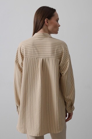 Çizgili Tek Cep Gömlek - Taş Karışık