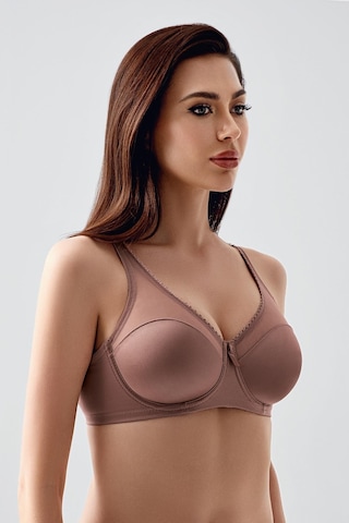New Bra Kadın C Kap Balenli Tül Detaylı Toparlayıcı Sütyen Vizon 2304 Vizon