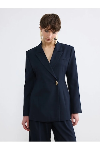 Lc Waikiki Lacivert Kruvaze Yaka Kadın Blazer Ceket