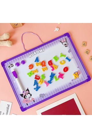 Snapbuy Sanrio Temalı Kuromi Seçenekli Silinebilir Mıknatıslı Yazı Tahtası Harf Ve Rakamlı, Duvara Asılabilir Mor
