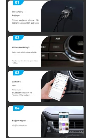 Vention Bluetooth 5.4 Süper Hızlı Aux 3.5 Mm Araç Kiti Son Nesil