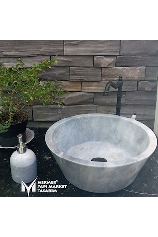 Gri Mermer V Model Lavabo