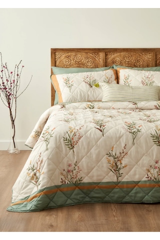 Bella Maison Flores Kapitoneli Çok Amaçlı Çift Kişilik Yatak Örtüsü Seti 240x220 Cm Çok Renkli