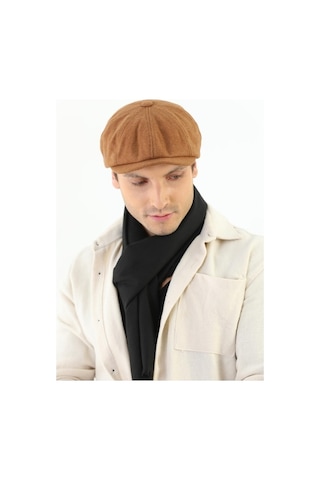 Eleven Markets Kışlık 8 Parca Kaşmir Düz Renk Peaky Blinders Model Erkek Kasket London Şapka Taba Taba