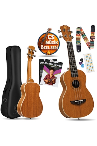 Fourtune Sydra Uks-23m Concert Ukulele Maun Ağacı Profesyonel Ukulele Seti