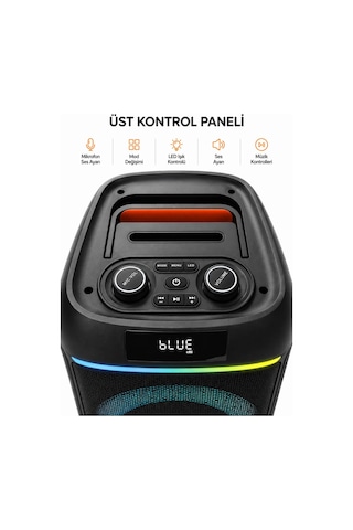 Diğer - Siyah - Mikrofonlu Karaoke Blic Bls-80 30w Kablosuz Bluetooth Hoparlör Led Işıklı Karaoke Parti Hoparlörü