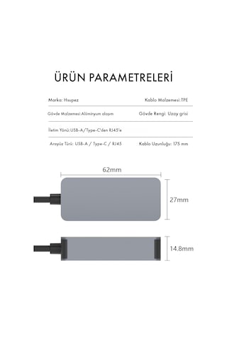 Microcase Alüminyum Gövde 2.5g Rj45 Ethernet Dönüştürücü - Usb 3.0 Ve Type-c 2'si 1 Arada İnternet Adaptörü-al5812