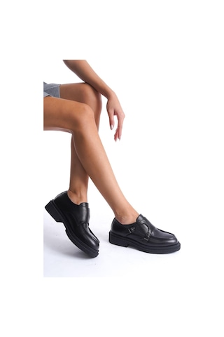 Mubiano Hakiki Deri Collection Kadın Toka Detaylı Floter Loafer Siyah - Mcrgn7000 - S Siyah