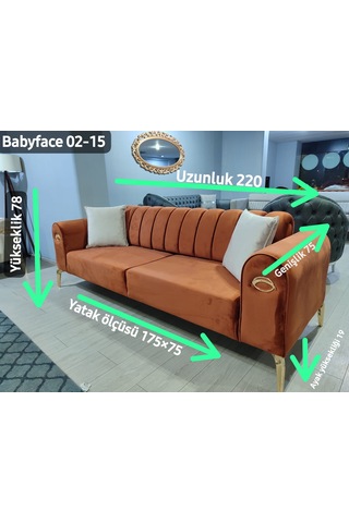 Mimoza Üçlü Koltuk Tarçın