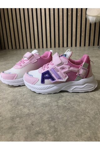 Günlük Unisex Çocuk Sneaker Lastik Bağcıklı Cırtlı Hafif Nefes Alabilen Spor Ayakkabı 080 Pembe - Beyaz 013