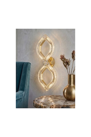 Yonca Model İkili Gold 3 Renk Modu Kristal Taşlı Salon Mutfak Yatak Çocuk Odası Aplik