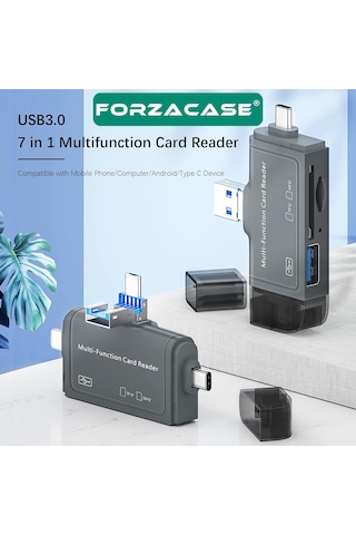 Forzacase Type-c, Lightning, Micro Usb Uyumlu Usb 3.0 Otg Sd Kart Okuyucu Çevirici Adaptör - Fc1159 1 Adet