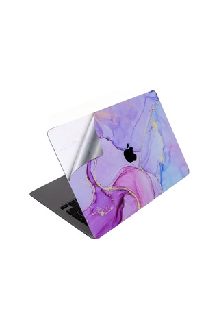 Apple Uyumlu Macbook Air M1 Kılıf Marble14 Kaplama Yapıştırma Sticker Laptop Koruyucu A2337 İle Gri