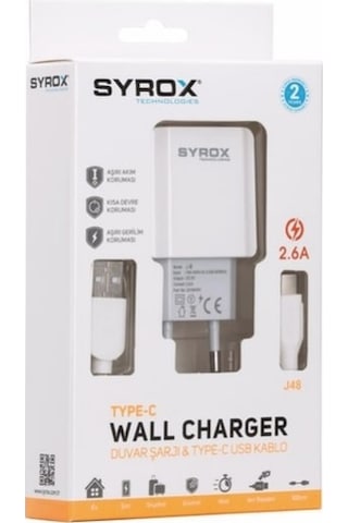 Syrox J48 2.6 A Type-C USB Seyahat Şarj Cihazı