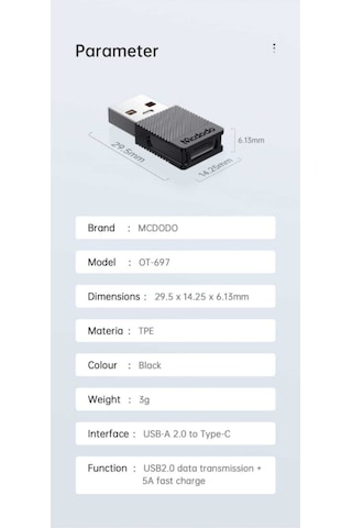 Mcdodo Type-C To Usb-A 2.0 Dönüştürücü Ca-6970