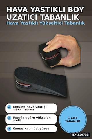 Boy Uzatıcı Ayakkabı Tabanlığı 1.5 - 5 Cm Hava Yastıklı Kadın Erkek Uyumlu 1 Çift Bx-316733 Çok renkli