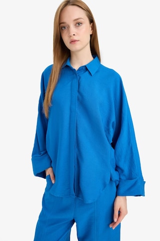 DeFacto Relax Fit Basic Düz Keten Karışımlı Uzun Kollu Tesettür Gömlek Tunik D9702AX25SMBE43