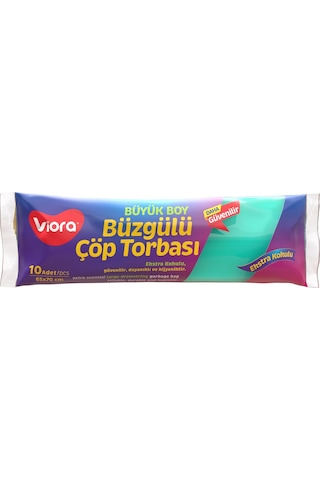 Viora Vrp-141 Büzgülü Çöp Torbası Büyük Boy 65 x 70 CM 10 Adet