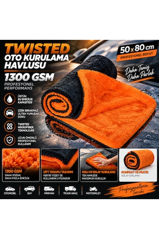 Aracımtemiz Twisted Oto Kurulama Havlusu 1300 Gsm 50 80cm