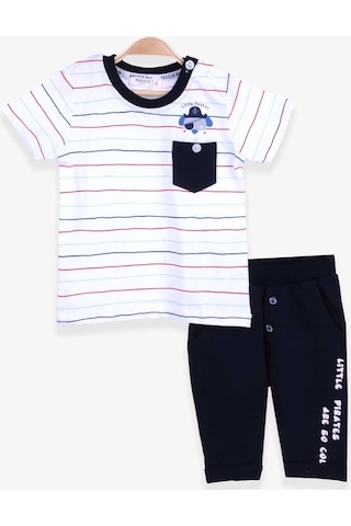 Breeze Erkek Bebek Kapri Pantolonlu Takım Ekru (6 Ay-2 Yaş)