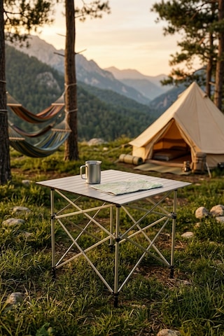 Baycamp Alüminyum Katlanır Orta Boy Kamp Masası Y:70xg:70xd:70 Cm Gri