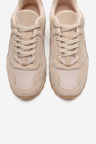 Luvishoes Sahra Bej Süet Hakiki Deri Kadın Sneaker Bej
