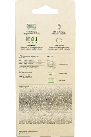 Gp Recyko E822 8'li Usb Kalem Pil Şarj Cihazı - Aa Ve Aaa Uyumlu Akıllı Led Göstergeli Profesyonel Şarjlı Ünitesi