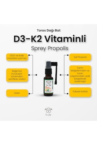 Toros Dağı D3-K2 Vitaminli Sprey Propolis 20 ML