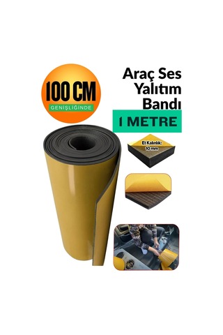 Araç İçi Ses Ve Isı Yalıtım Bandı 100 Cm En 5 Mm Kalınlık 1 Metre Uzunluk Yapışkanlı Kauçuk Sünger