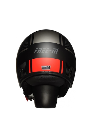 Fr-612 Unıver Yarım Kask Mat Siyah-gri-kırmızı Güneş Vizörlü