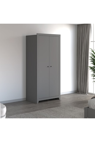 İnarch Dizayn Bled 2 Kapaklı Gardırop Şık Ve Minimalist Yatak Odası Dolabı Gri