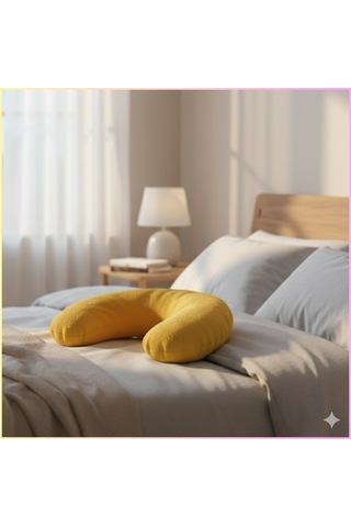 Sarı Polar Araç Boyun Yastığı 35x28 Cm Araba Uçak Otobüs Ev Ve Ofis Seyahat Yolculuk Yastığı Sarı