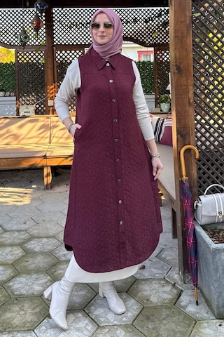 Rabia Şamlı Safir Kapitone Yelek Bordo Çok Renkli