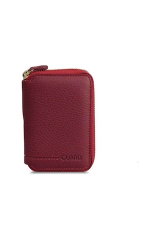 Guard Fermuarlı Kırmızı Hakiki Deri Mini Erkek Cüzdan P796 Kırmızı