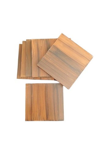 El Yapımı Eskitme Ahşap 6'lı Bardak Altlığı Seti Kahverengi