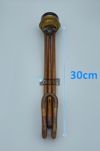 1-1/4'' Meşale Çay Kazanı Rezistansı Kıvrık Bakır 2000W - Kalın Diş - Termostatlı - Kapak İstiyorum