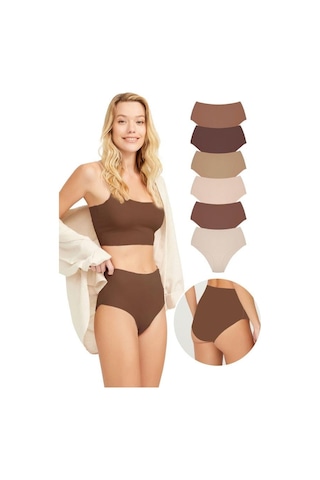 Yüksek Bel Basic Lazer Kesim Bikini Külot 6'lı Paket-2 Model3