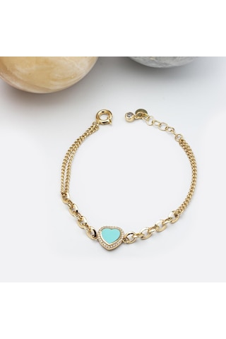Altın Mineli Kalp Bileklik BL0243 Sarı Altın