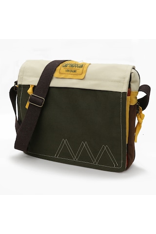 Cappadocia Vintage 4009 Omuz Postacı Yeşil Krem 15.6 Laptop Çanta Yesil