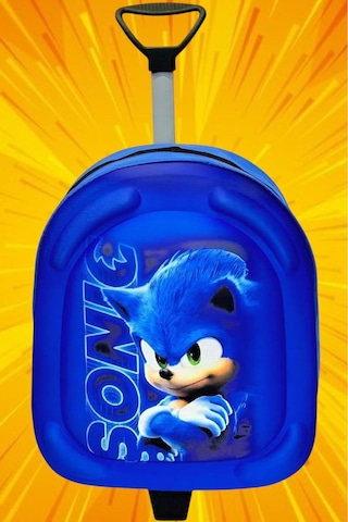 Tezzgelsin Kirpi Sonic 3d Baskılı Çekçekli Anaokulu Kreş 2-6 Yaş Sırt Çantası Ve Okul Çantası MAvi