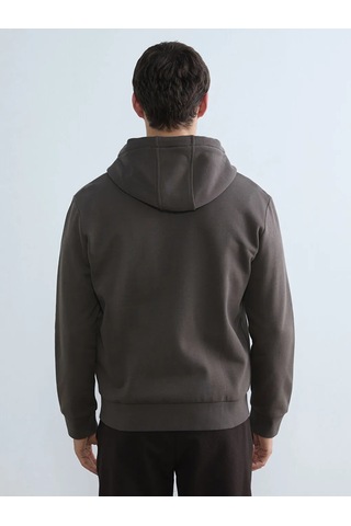 Lc Waikiki Kahverengi Kapüşonlu Standard Fit Erkek Fermuarlı Sweatshirt