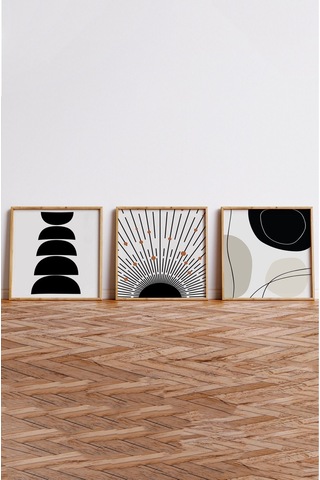 Ahşap Çerçeveli Mdf Kare Tablo Seti Salon Ve Oturma Odası Için Kr4014 32 X 32