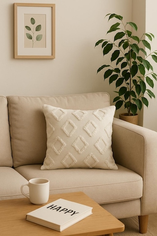 Kırlent Kılıfı 43x43 Cm Çift Taraflı, Fermuarlı, Lüks Şönil Kumaş Koltuk Örtüsü İle Uyumlu 1 Adet Krem