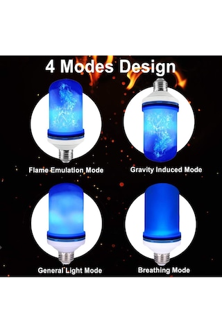 Vkemall Mavi E27 Led Alev Işığı - Dinamik Yangın Efekti, Kütleçekimli, Ev Dekorasyonu Işık Kaynağı