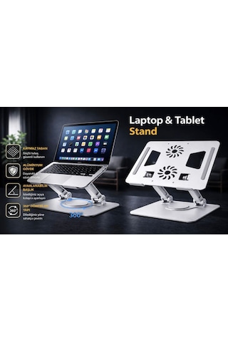 Ayarlanabilir Alüminyum Laptop Tablet Standı 360 Dönebilen Kaymaz Yüzey Ergonomik Yükseltici Stand